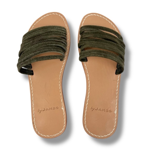 by James Olivia Slide Sandal in Olive Green Suede Size 7 - Picture 2 of 10